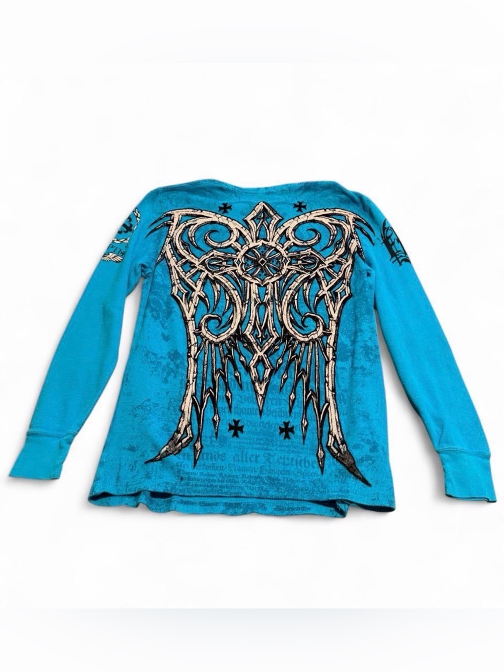 Y2K vintage thermal raw state by affliction long sleeve with black design